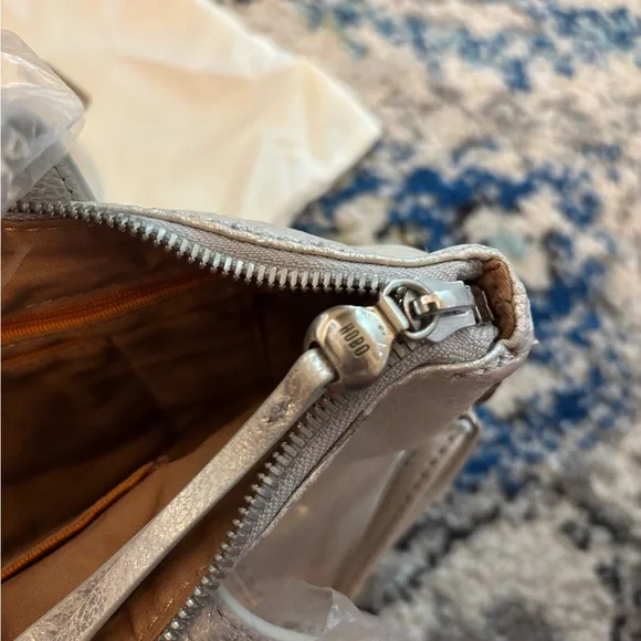 HOBO Kingston Mini Tote in Metallic Silver Leather w/ removable crossbody strap - Picture 10 of 14